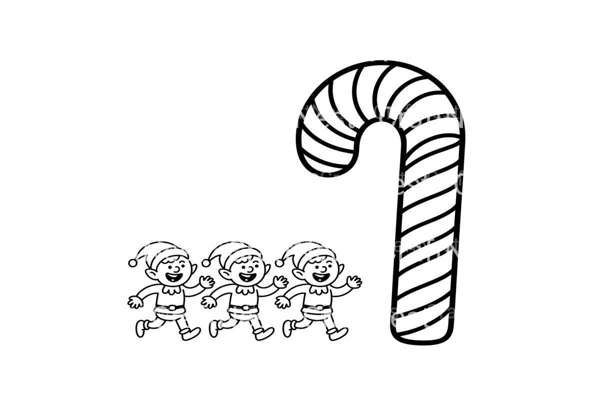 Candy Cane Elf Christmas Coloring Books