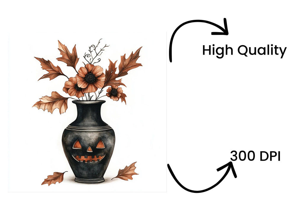 Halloween Floral Vase Clipart Bundle