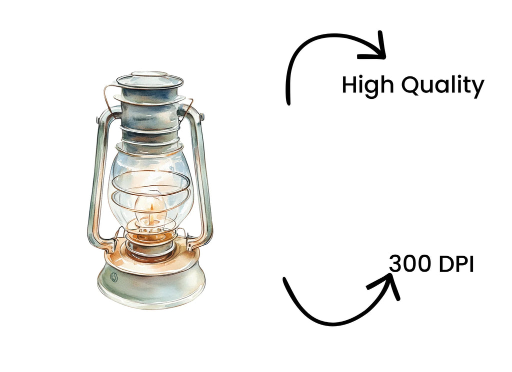 Rustic Oil Lamp Clipart Bundle