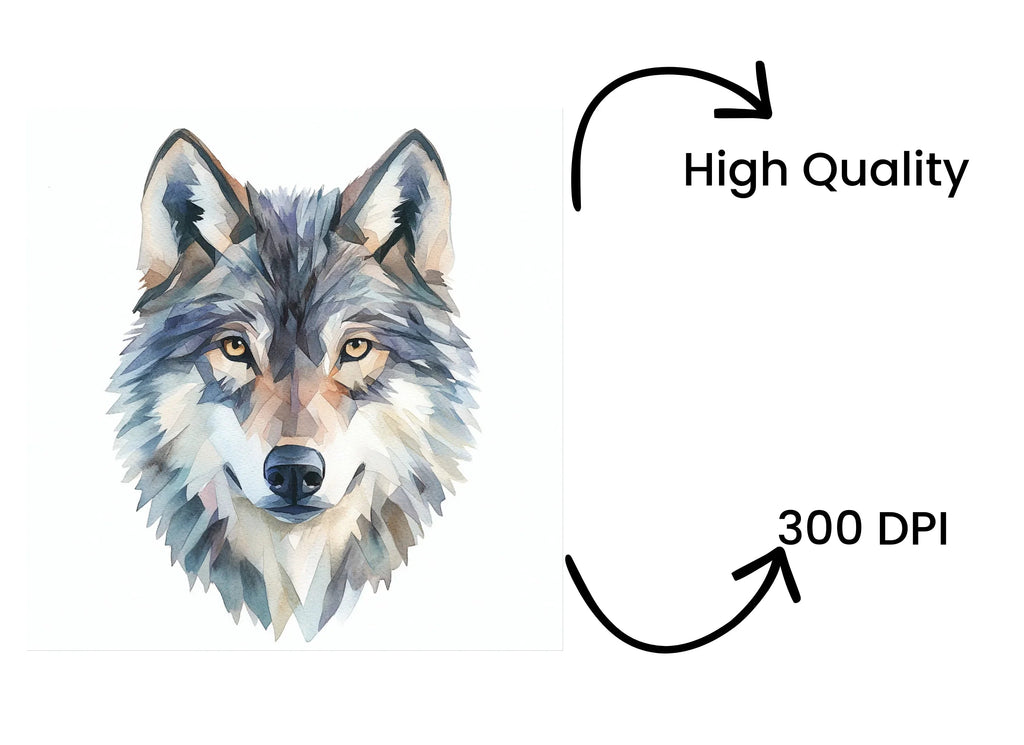 White Wolf Head Clipart Bundle