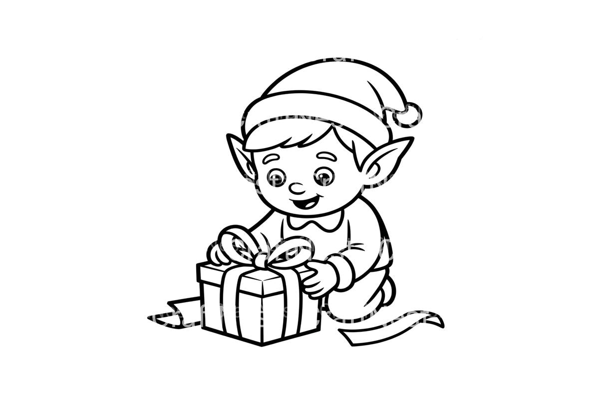 Cute Christmas Elf Gift Coloring Books