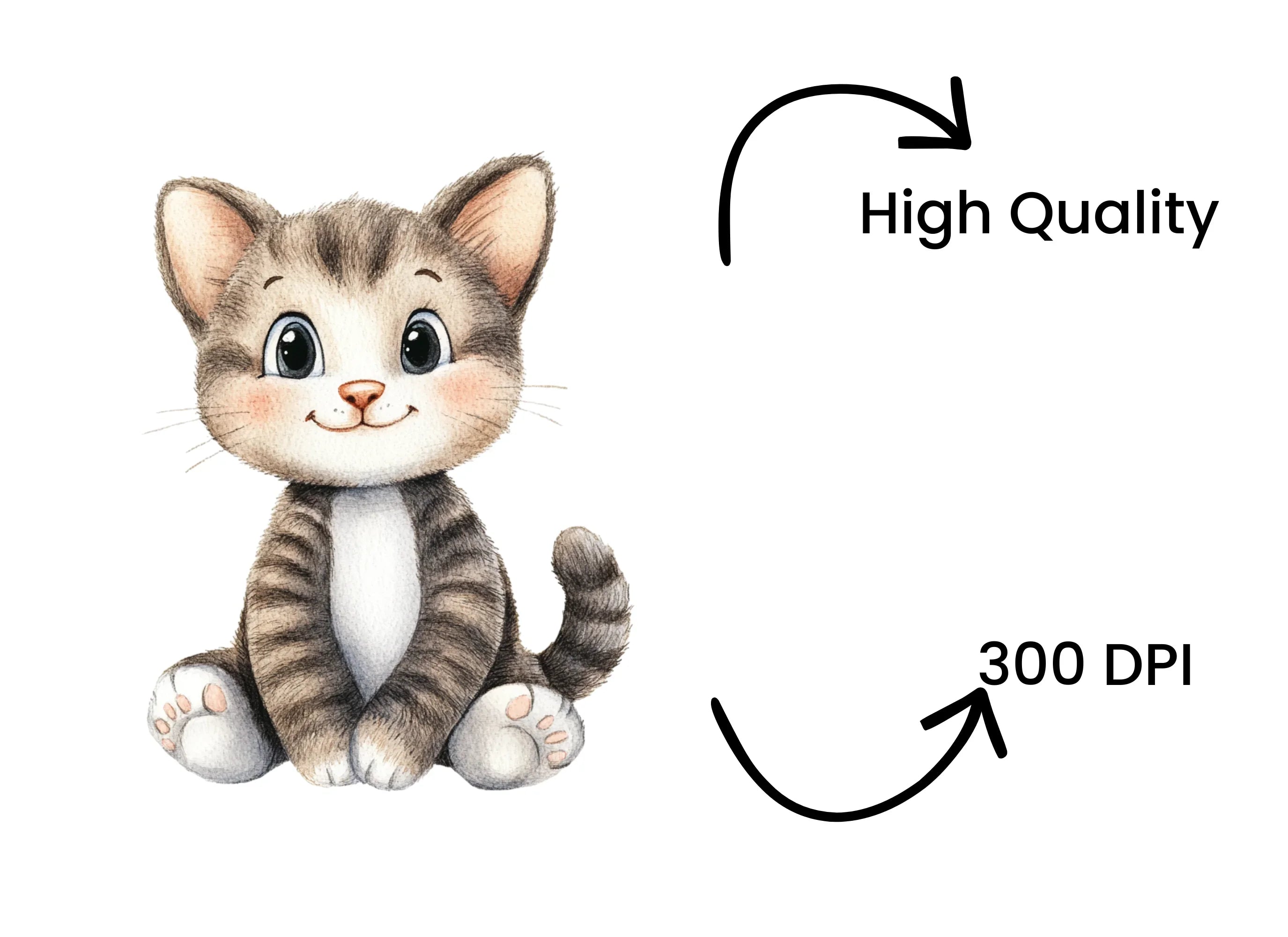 Adorable Striped Kitten Clipart Bundle
