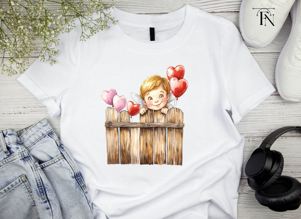 Cute Cupid with Heart Balloons Clipart Bundle