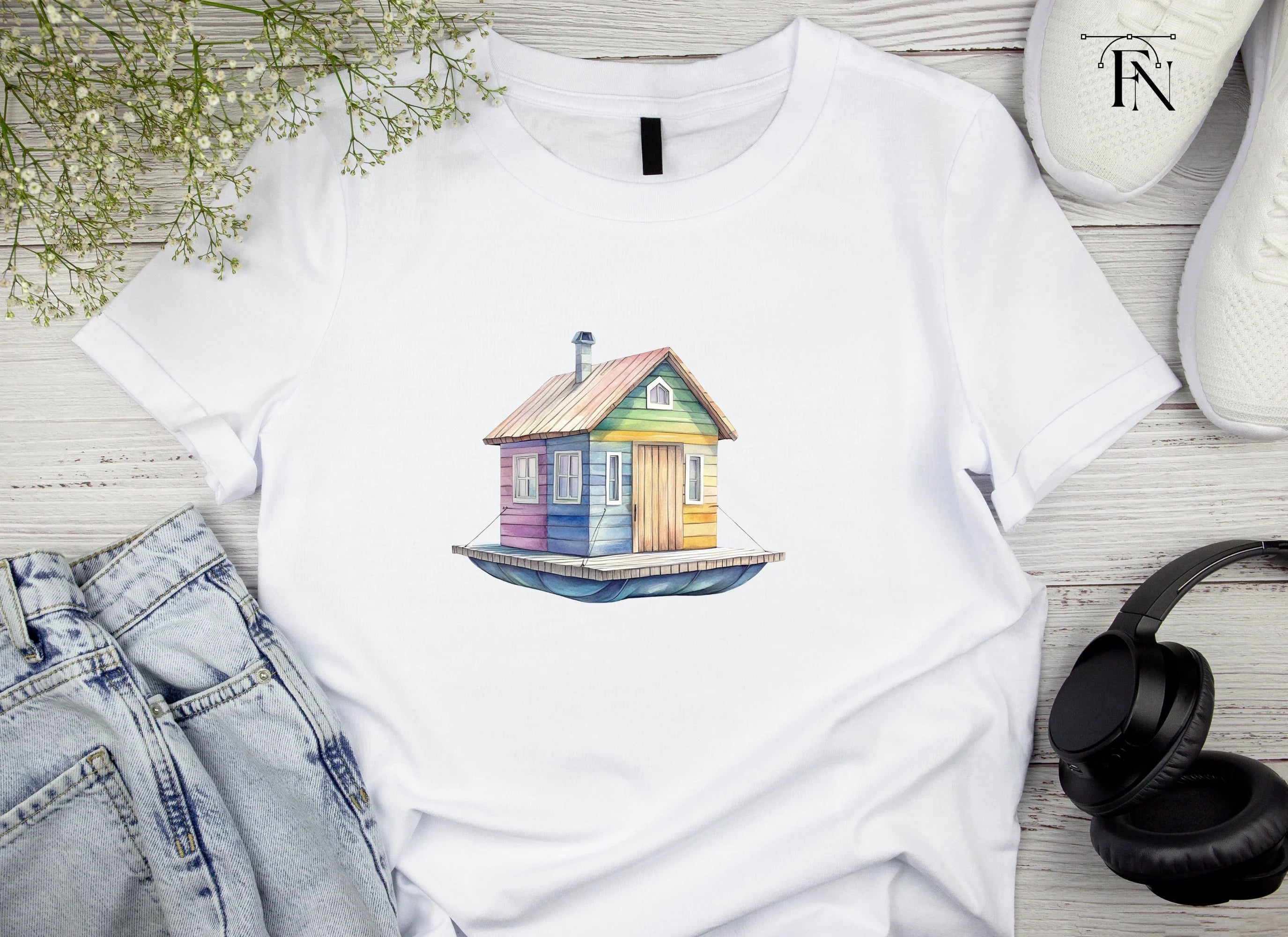 Colorful Floating House Clipart Bundle