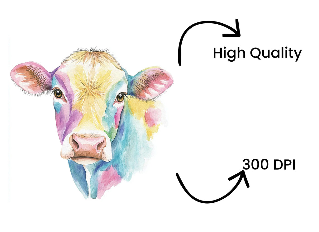 Colorful Cow Clipart Bundle
