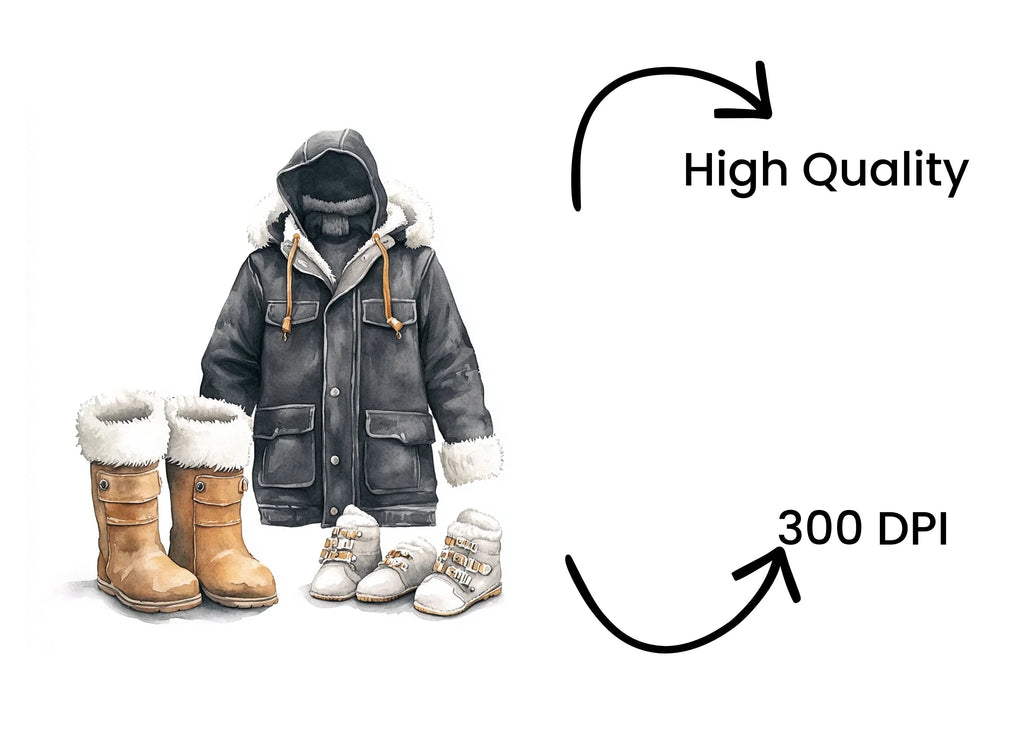Winter Apparel and Boots Clipart Bundle