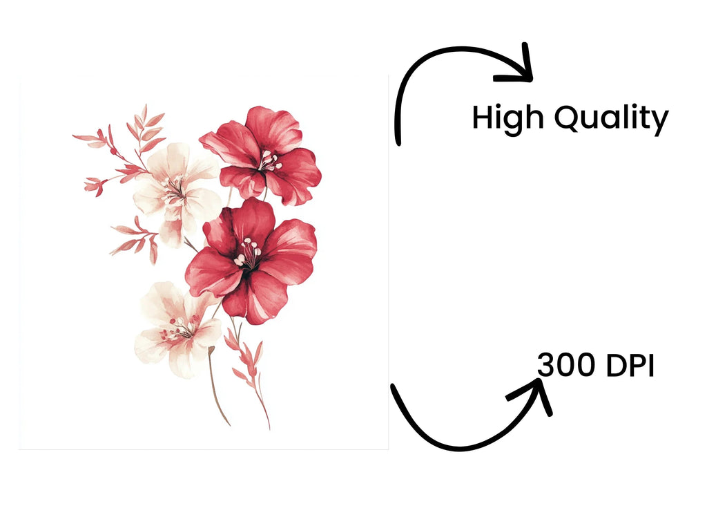 Elegant Red Pink Flower Bouquets Clipart Bundle
