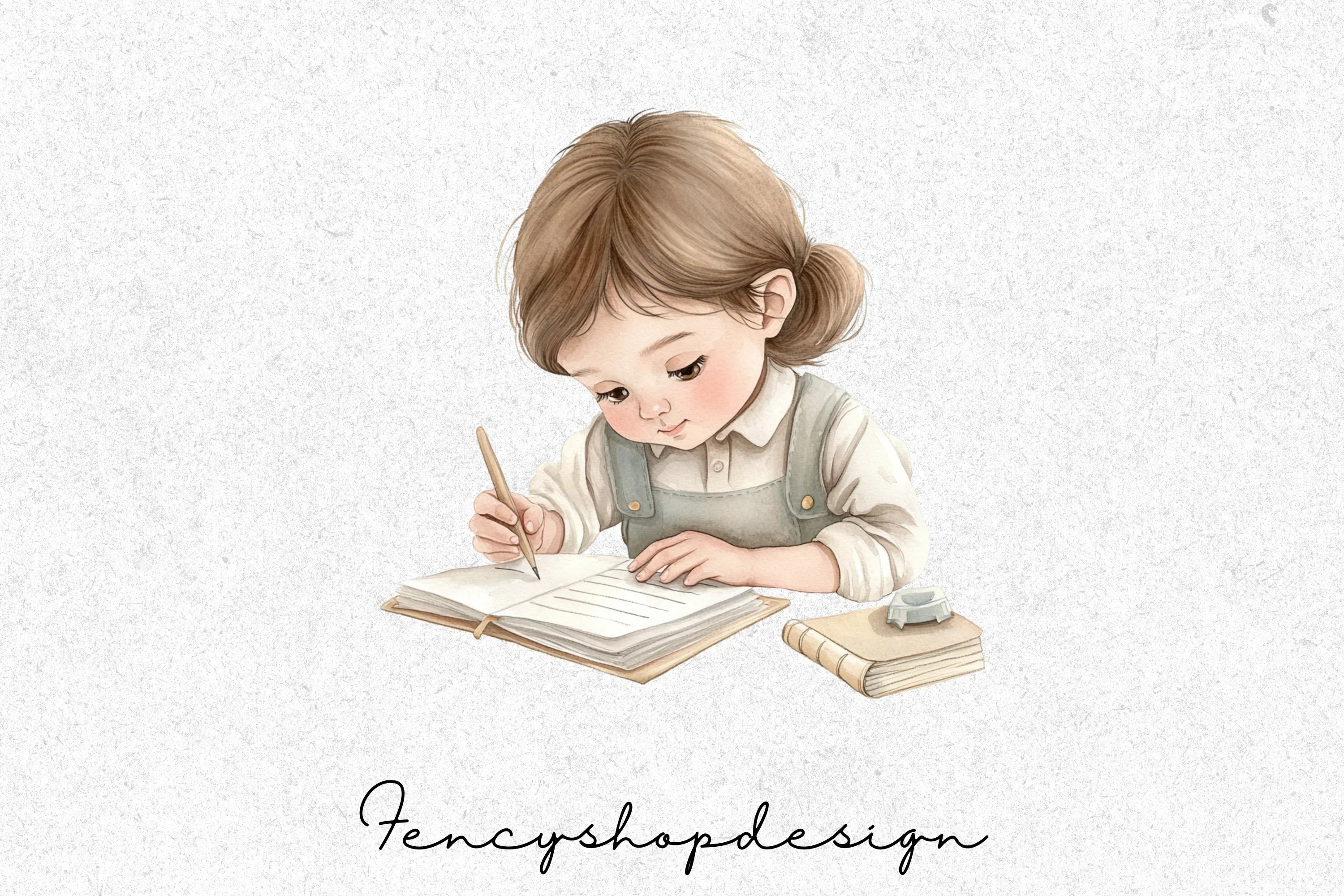 Cute Kids Studying Clipart Bundle