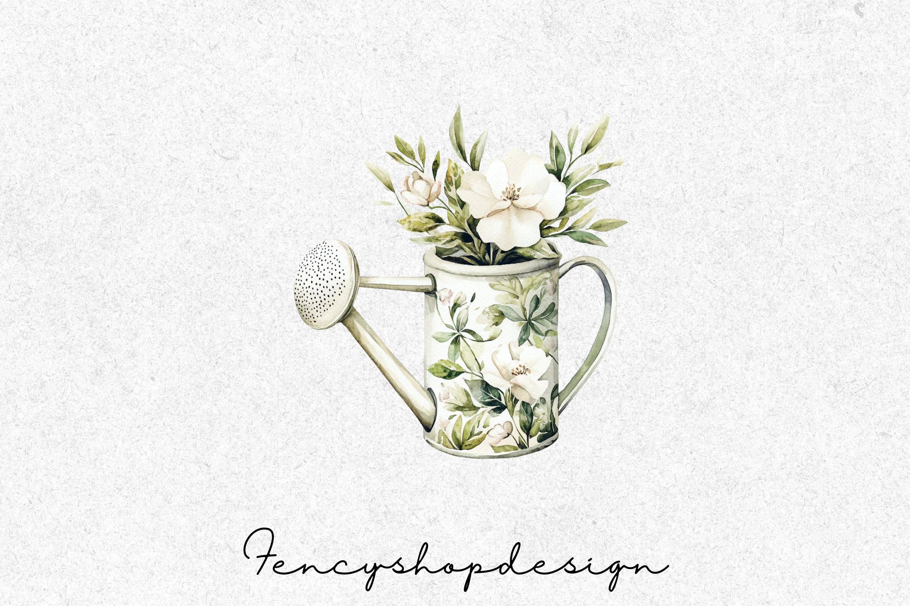 Floral Watering Can Clipart Bundle