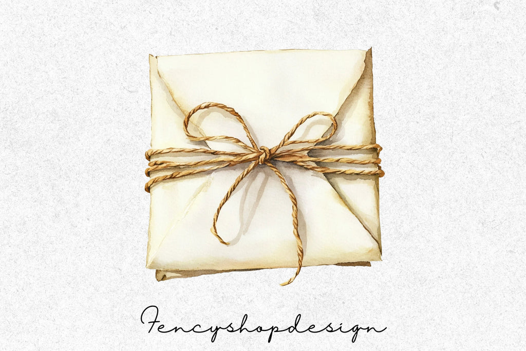 Vintage Scrolls Envelopes Clipart Bundle