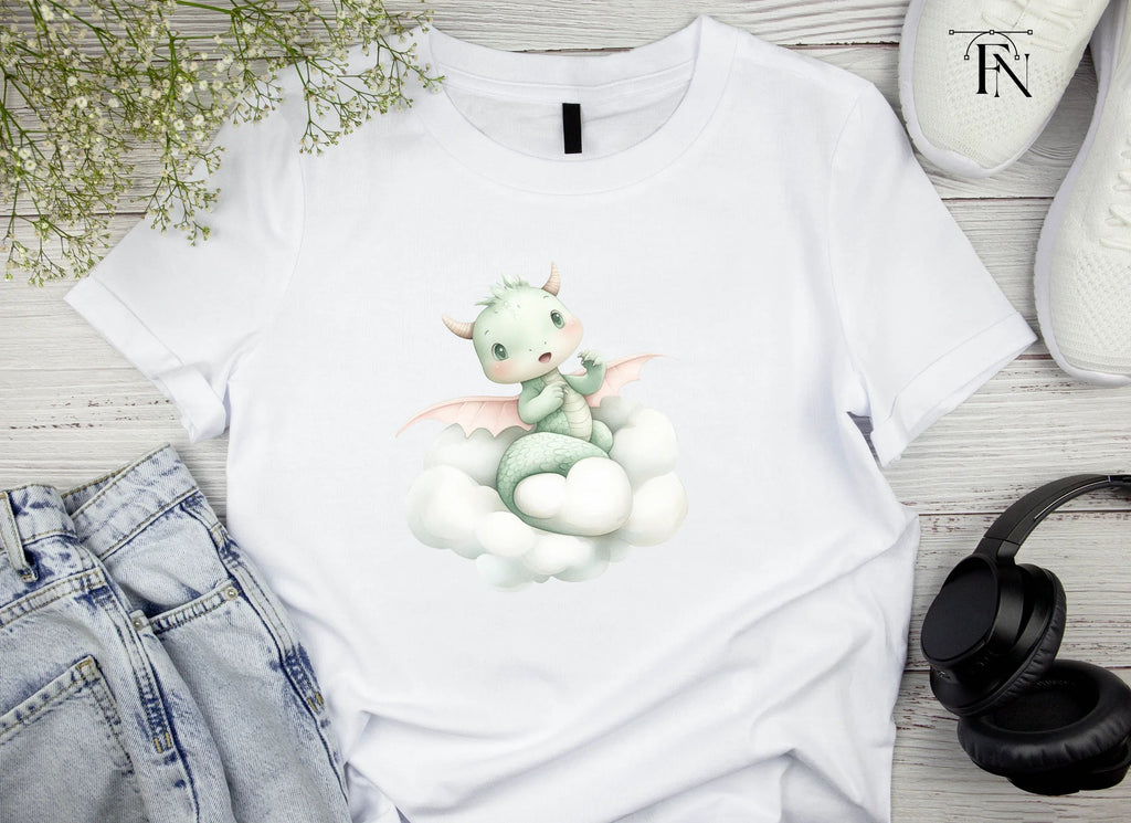 Cute Baby Dragon on Clouds Clipart Bundle