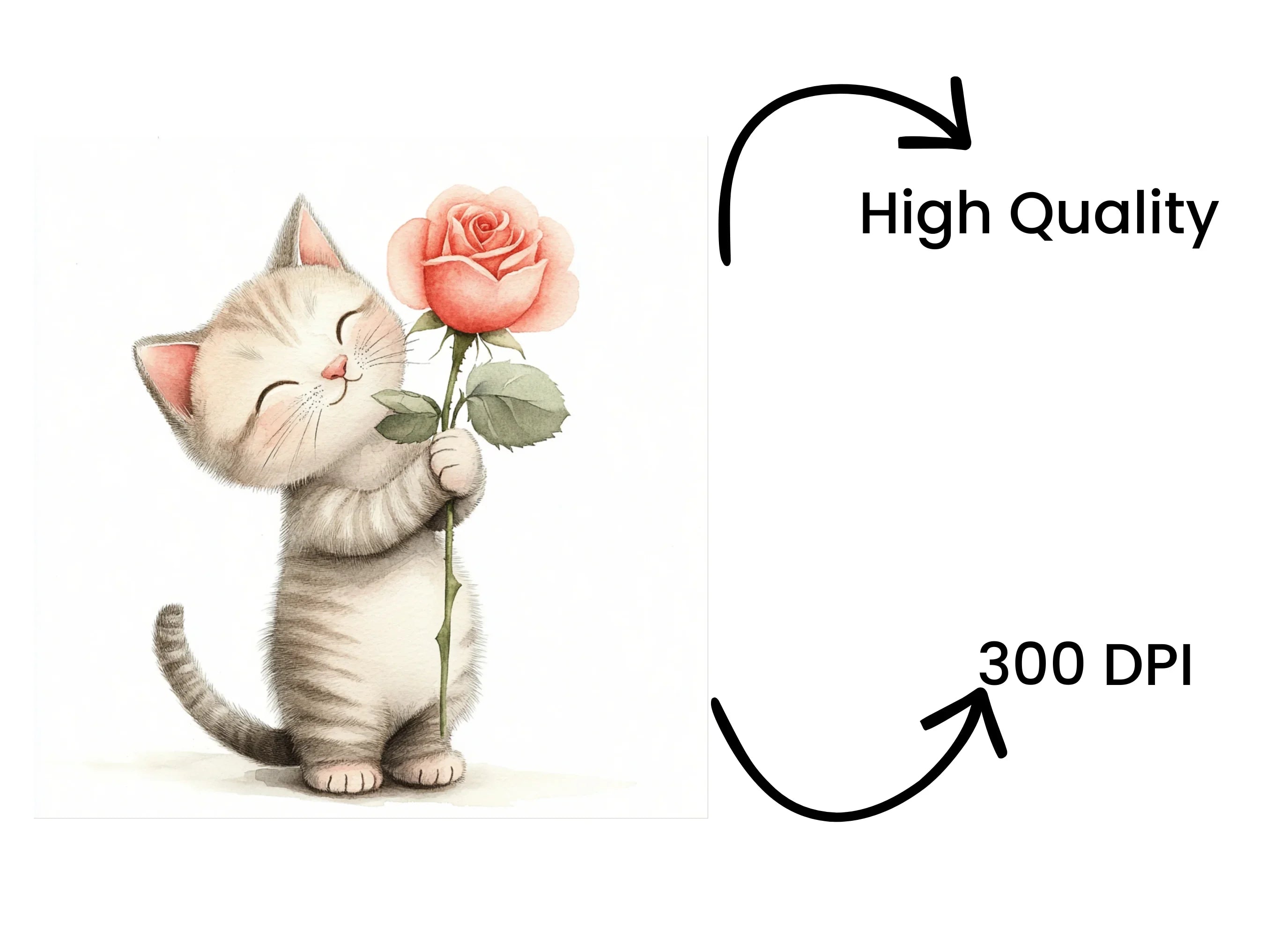 Adorable Kittens with Pink Roses Clipart Bundle
