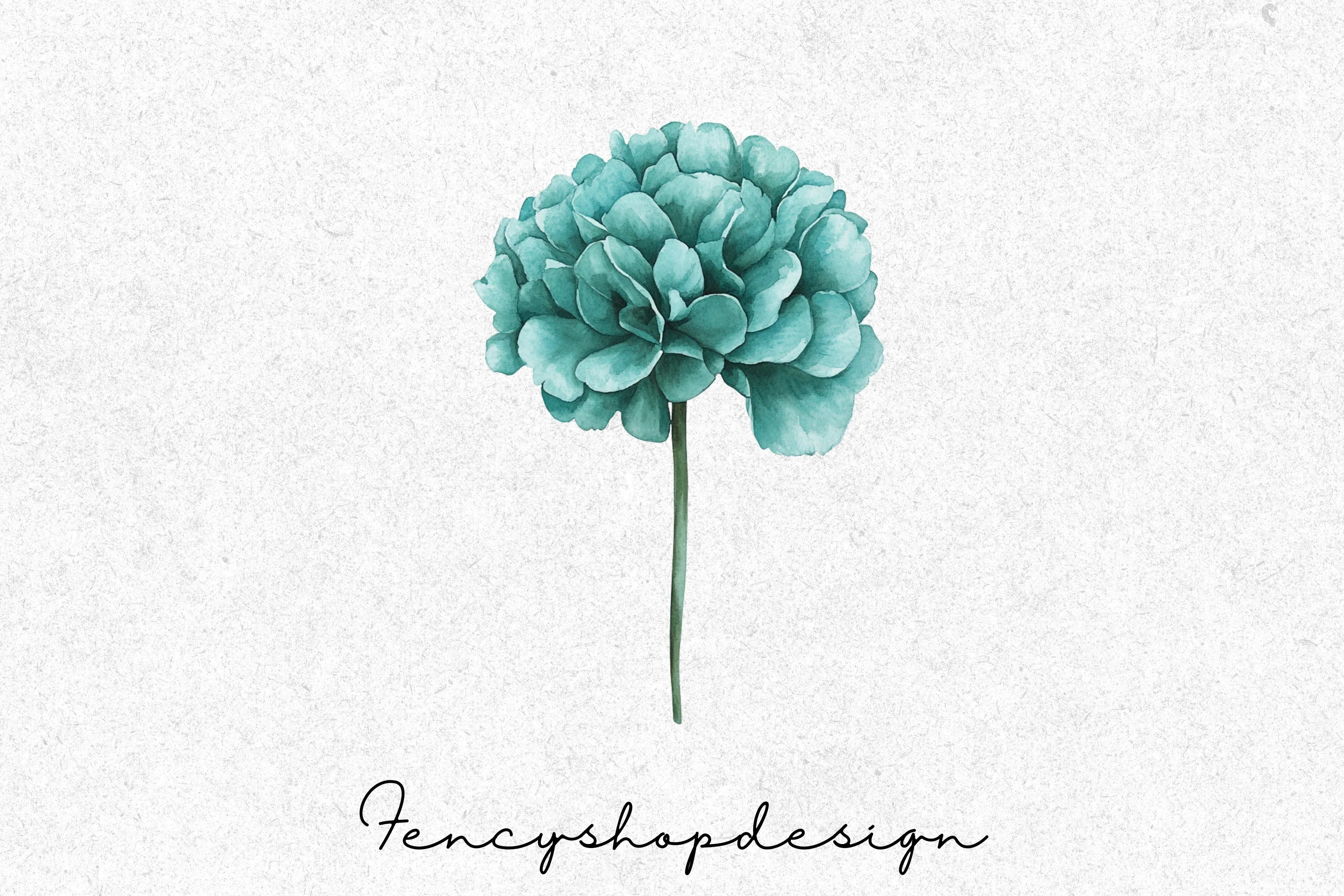 Teal Blue Floral Clipart Bundle