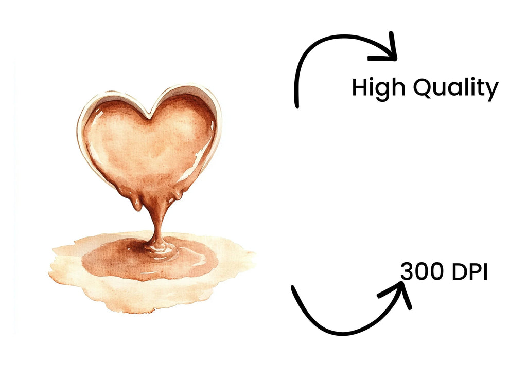 Melted Chocolate Heart Coffee Clipart Bundle