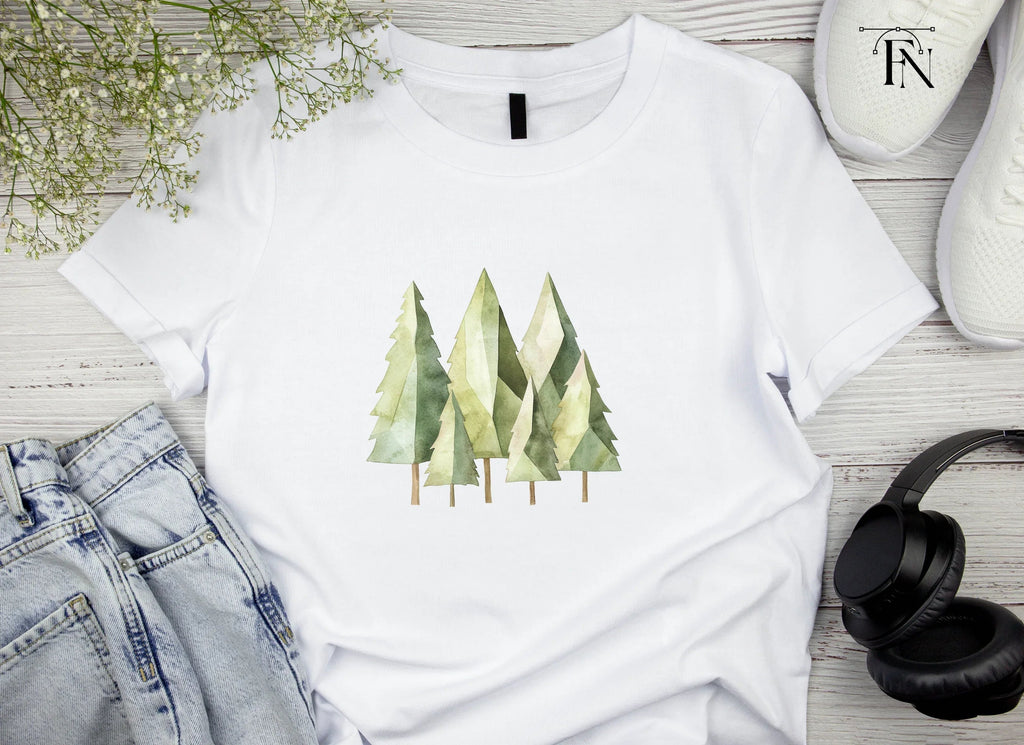 Abstract Green Pine Trees Clipart Bundle