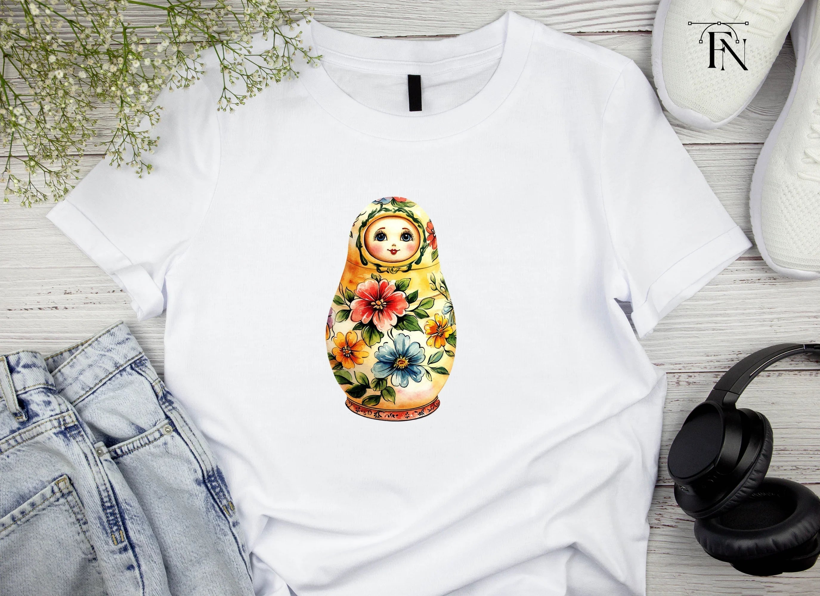 Traditional Russian Doll Floral Clipart Bundle