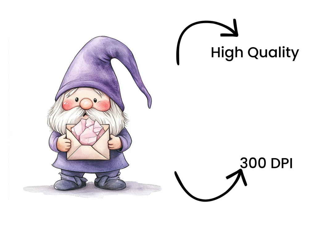 Purple Gnome Crystal Letter Clipart Bundle