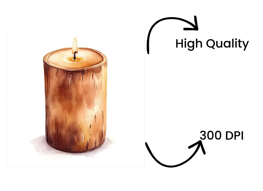 Wood Pillar Candles Clipart Bundle