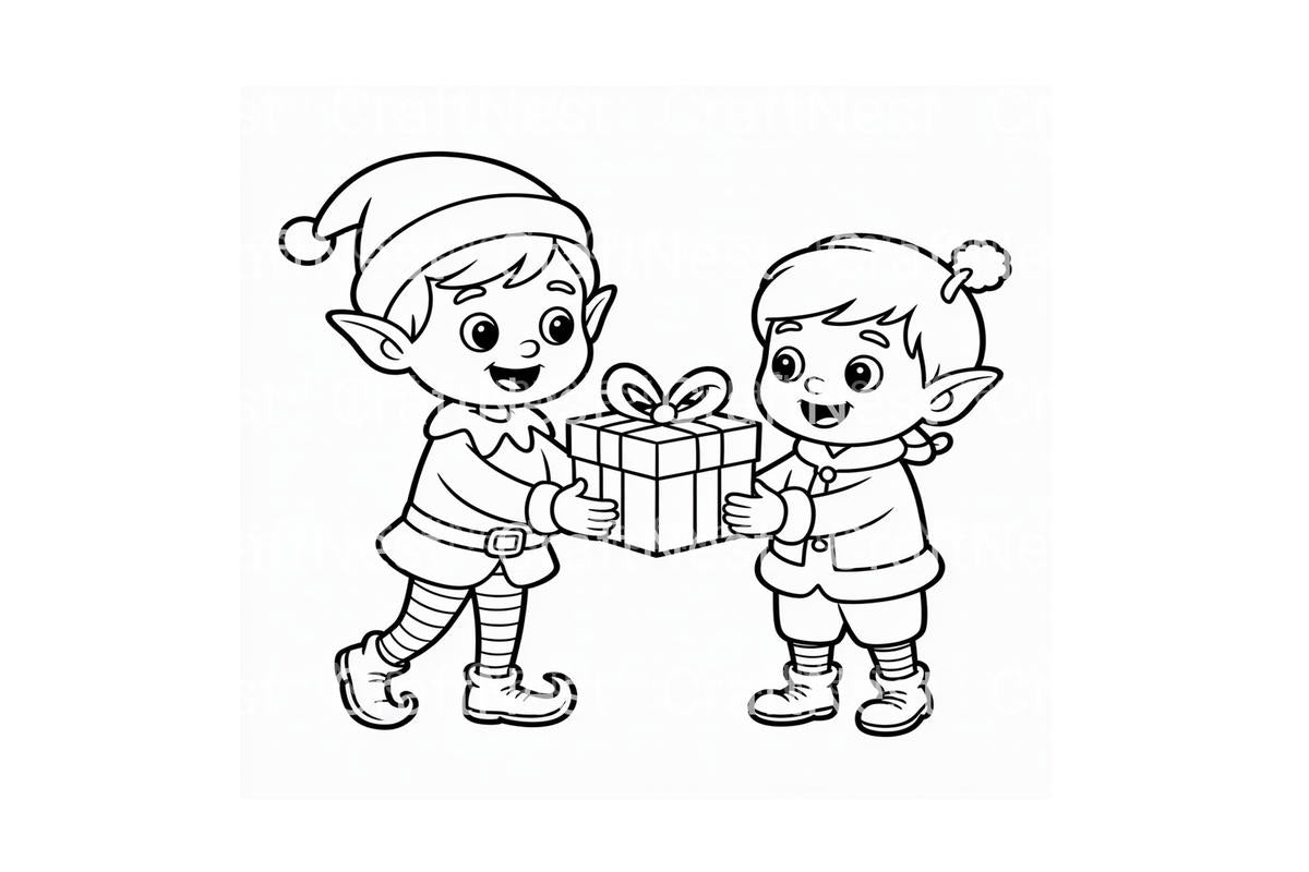 Christmas Elf Gift Exchange Coloring Books