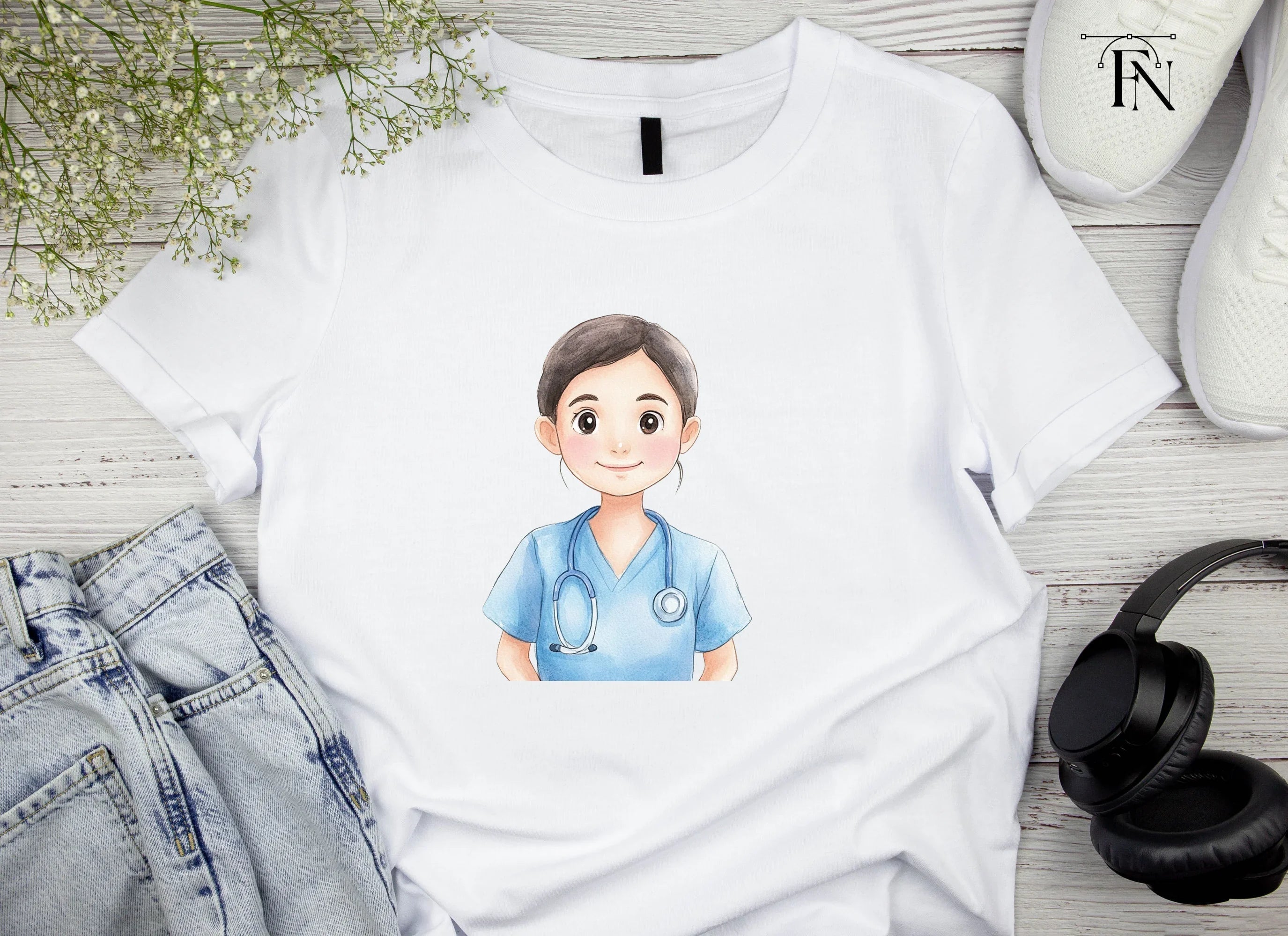 Friendly Nurse with Stethoscope Clipart Bundle