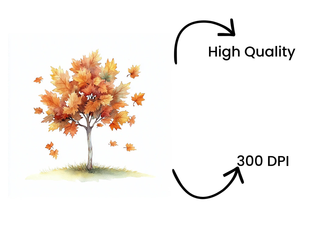 Autumn Trees with Falling Leaves Clipart Bundle