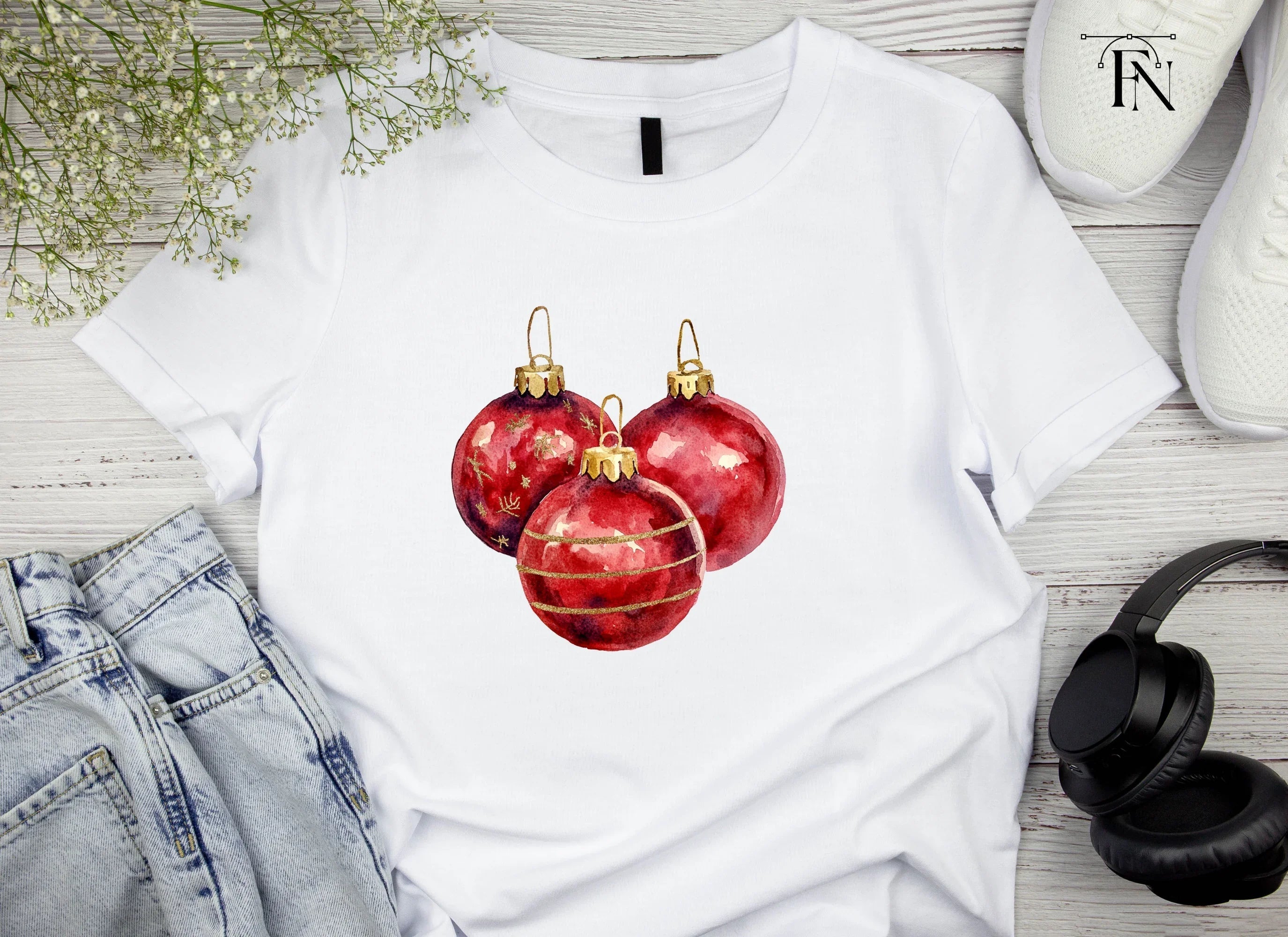 Festive Red Ornament Clipart Bundle