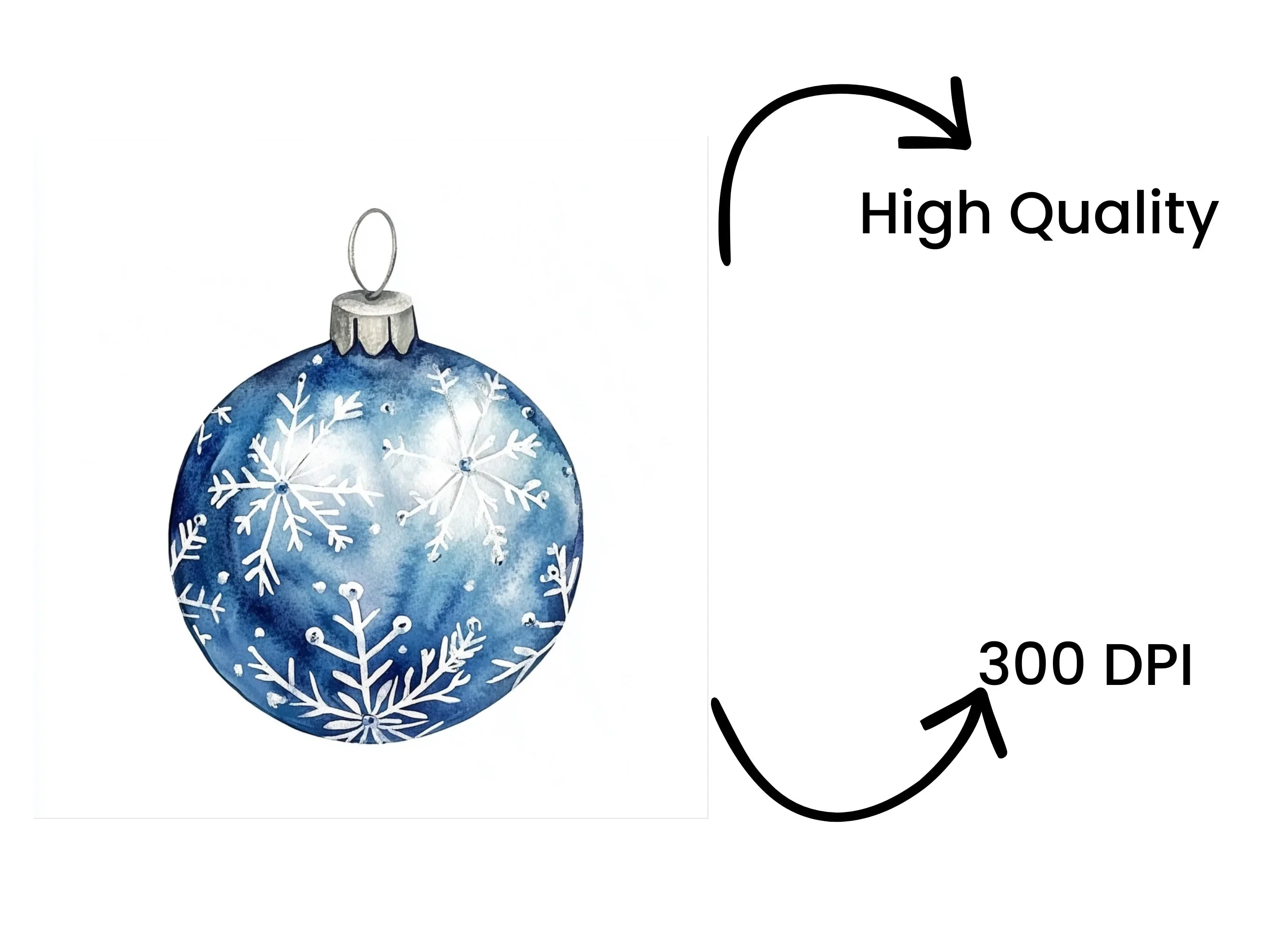 Blue Christmas Ornaments Clipart Bundle
