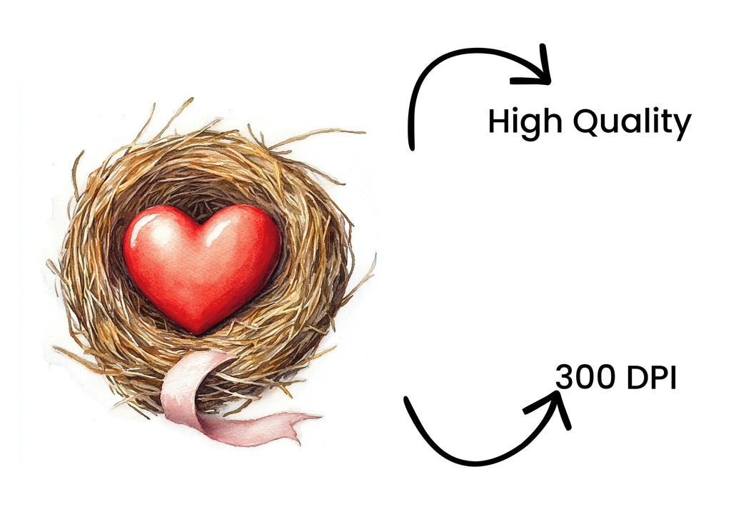 Heart in Nest Clipart Bundle