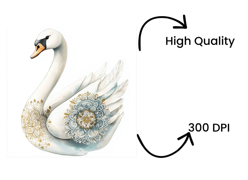 Golden Mandala Swan Clipart Bundle