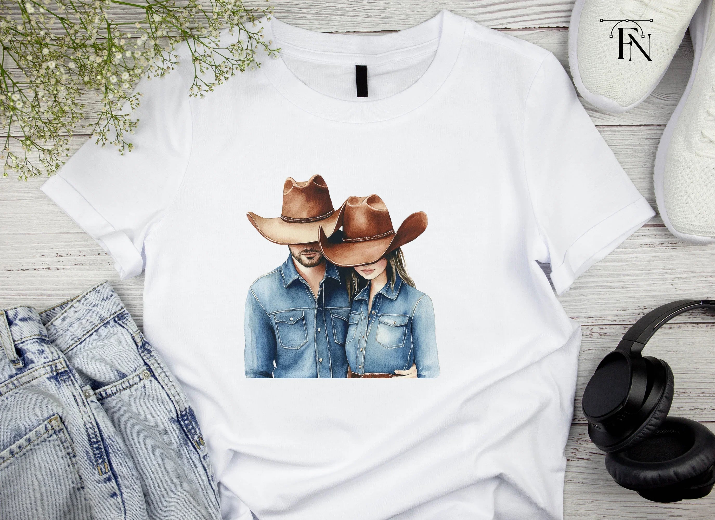 Denim Cowboy Couples Clipart Bundle