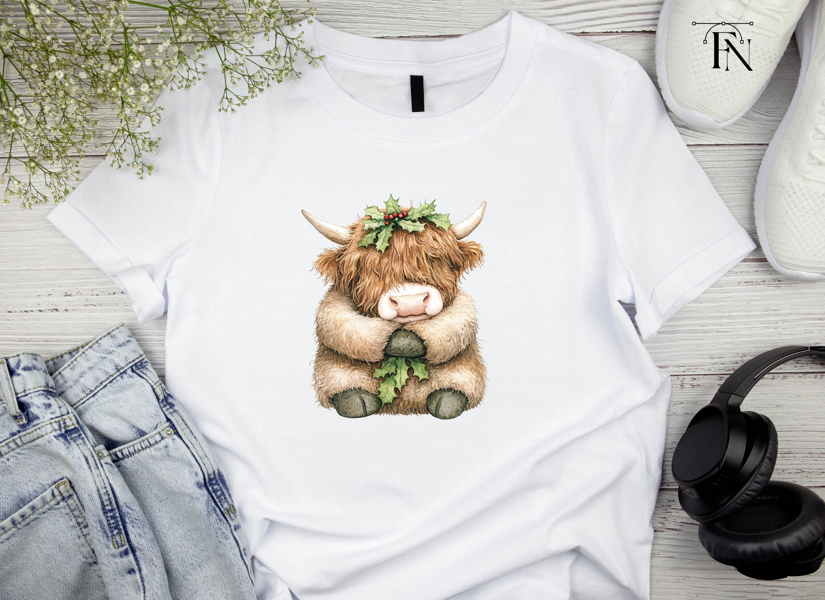 Christmas Highland Cow Clipart Bundle