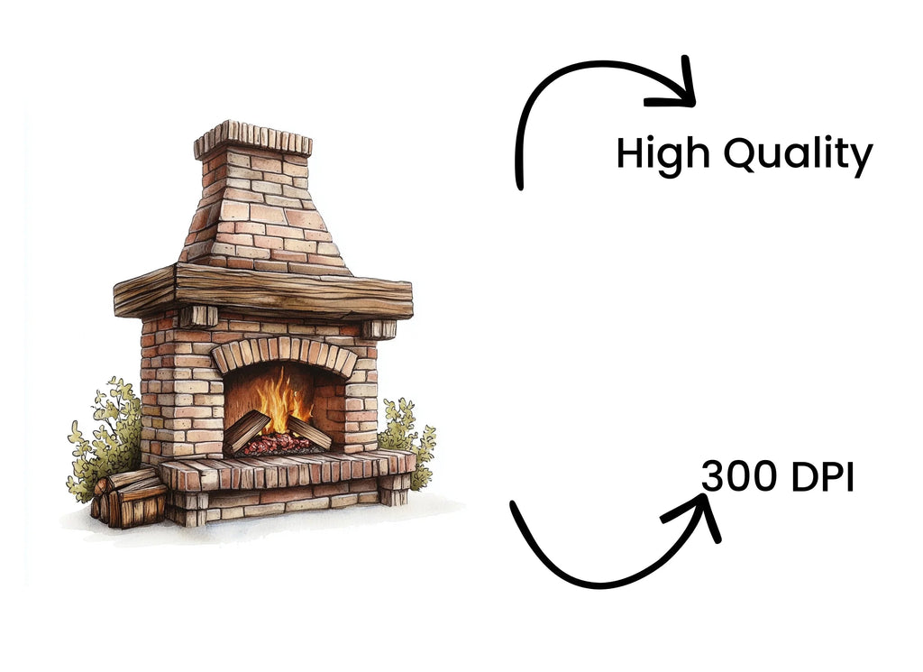 Rustic Fireplace Clipart Bundle