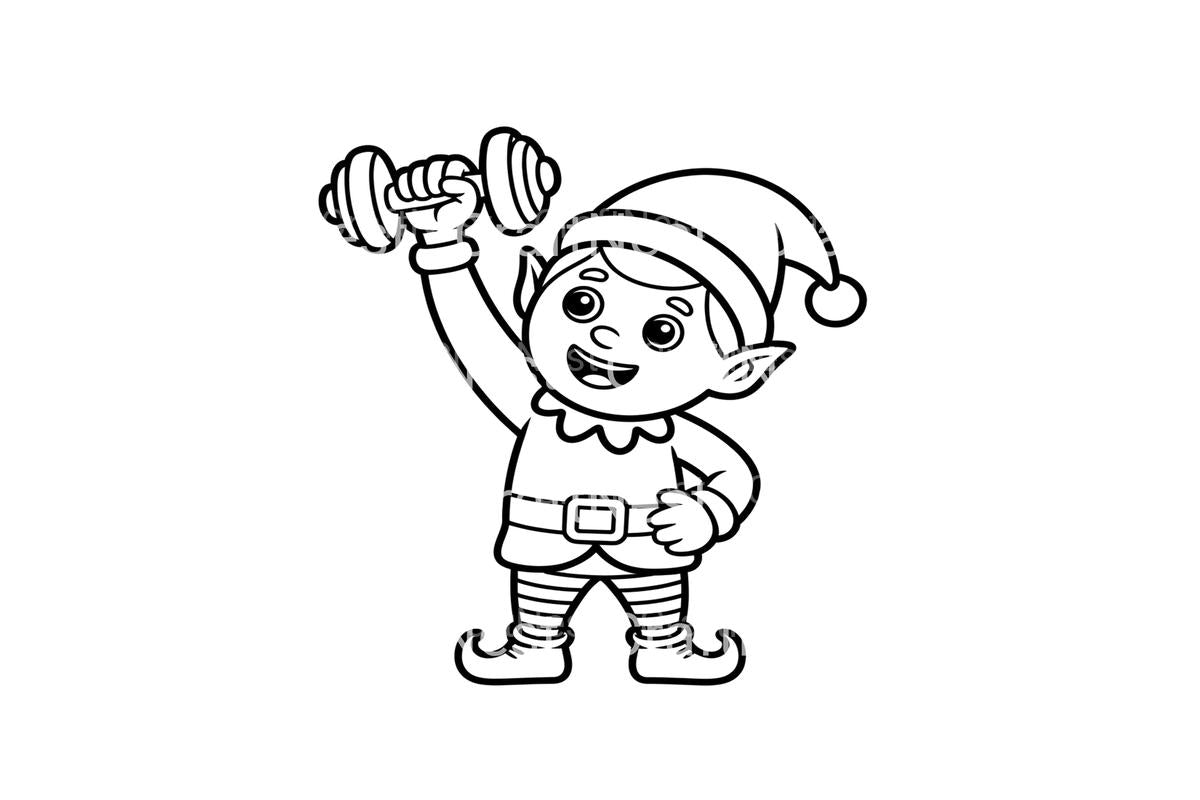 Strong Christmas Elf Weightlifting Coloring Books