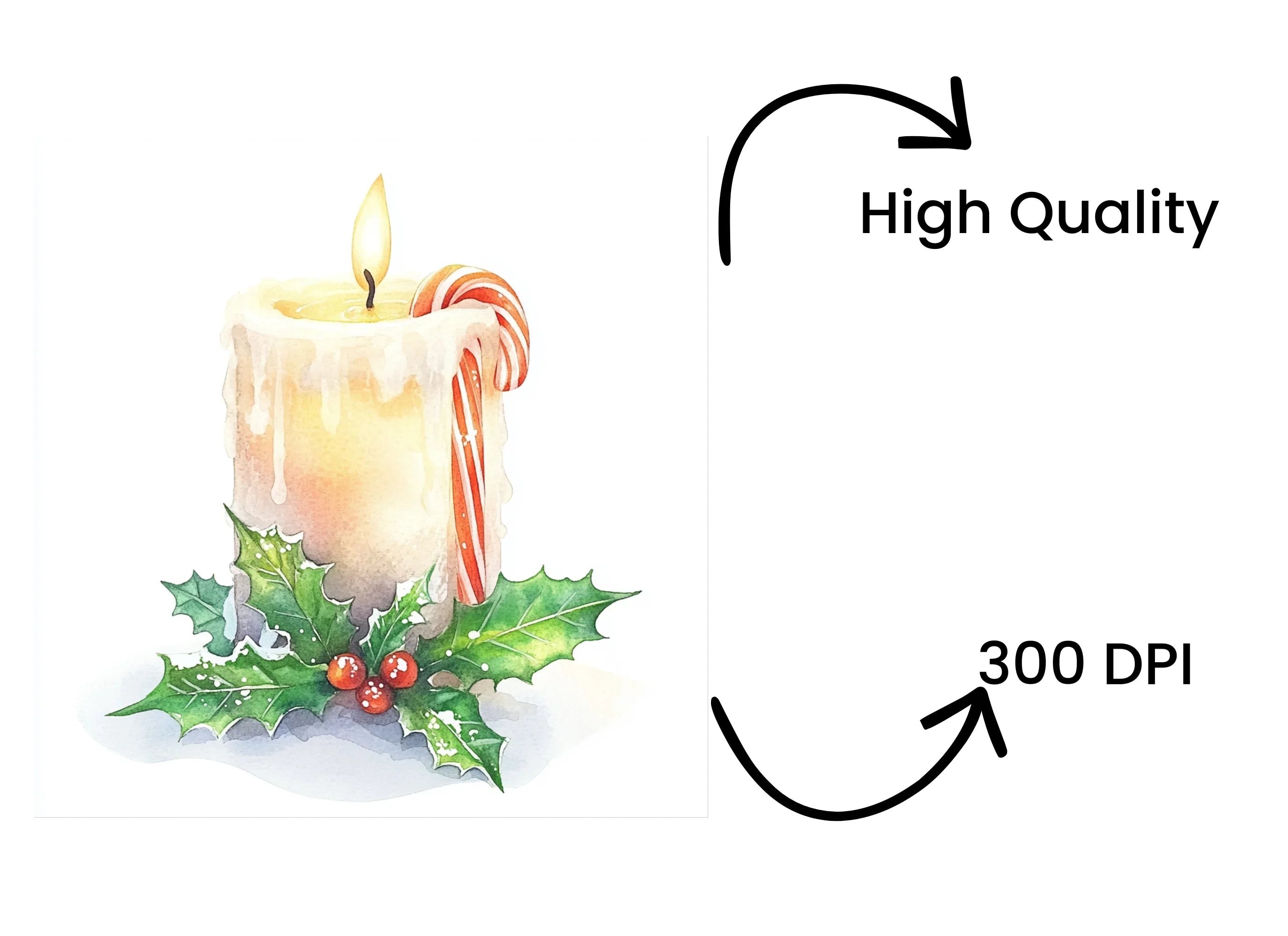 Christmas Holly Candles Clipart Bundle