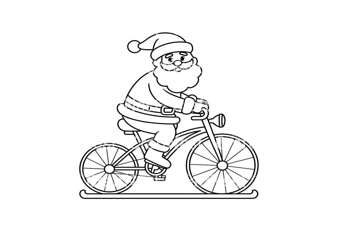 Santa on Sleigh BikeFun Coloring Books