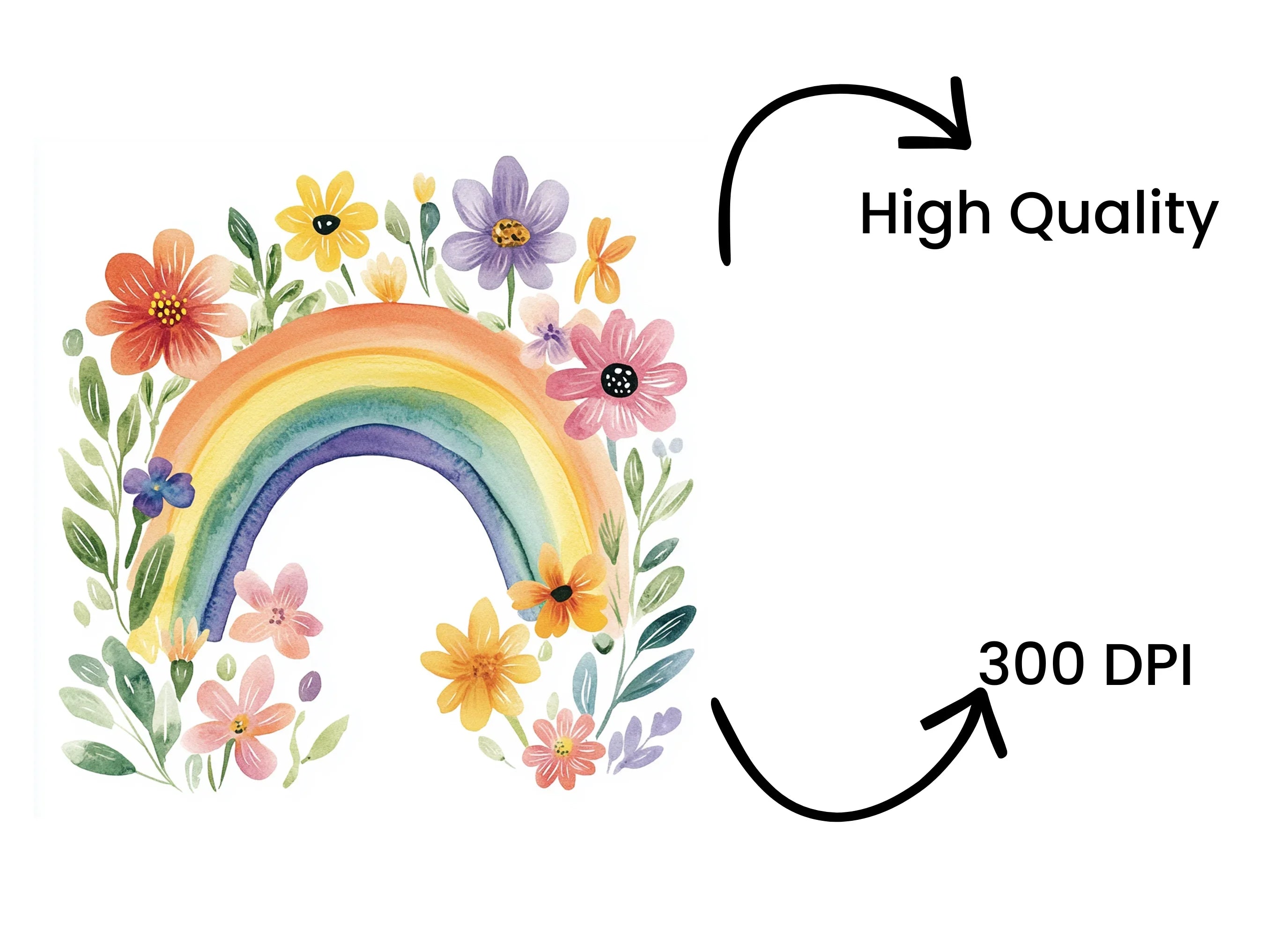 Vibrant Rainbow Floral Arch Clipart Bundle