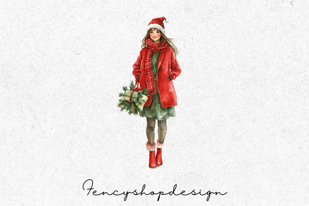 Festive Winter Women Clipart Bundle