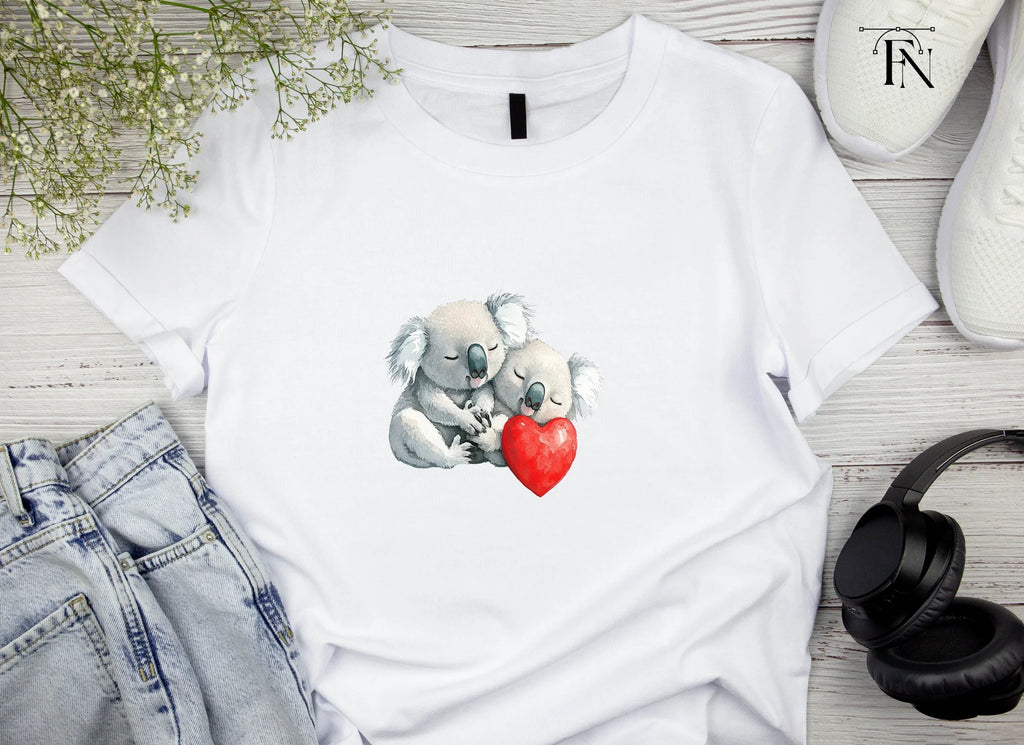 Cute Koala Couple with Red Heart Clipart Bundle