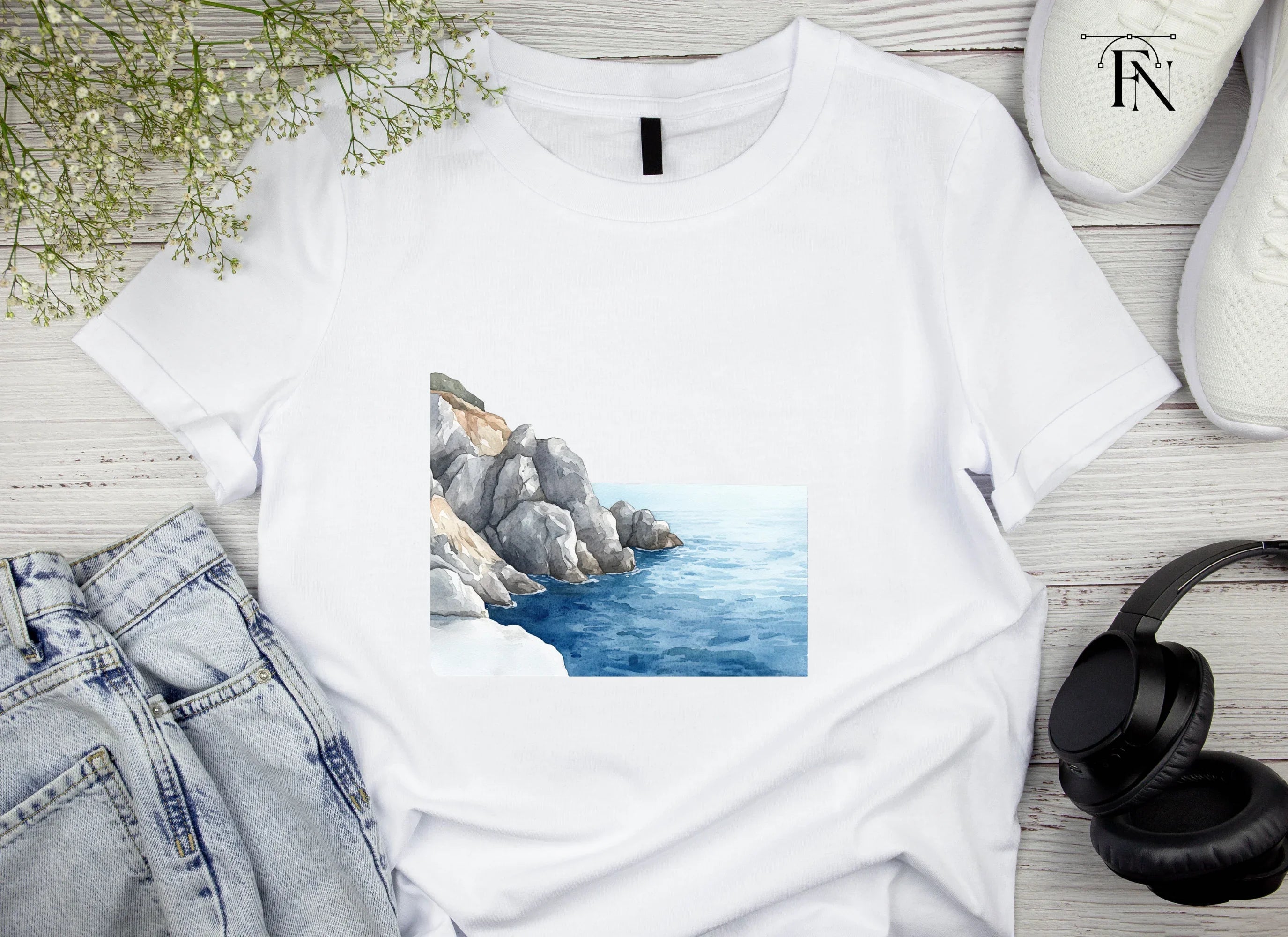 Cliff and Ocean Landscape Clipart Bundle