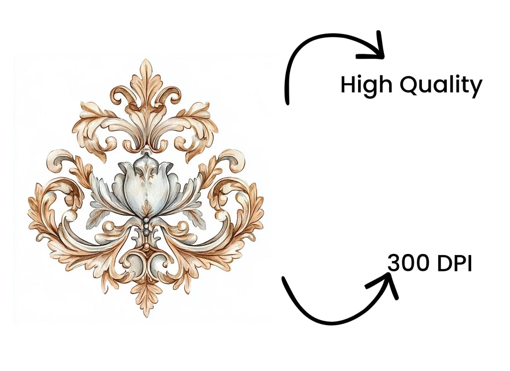 Elegant Baroque Ornament Clipart Bundle