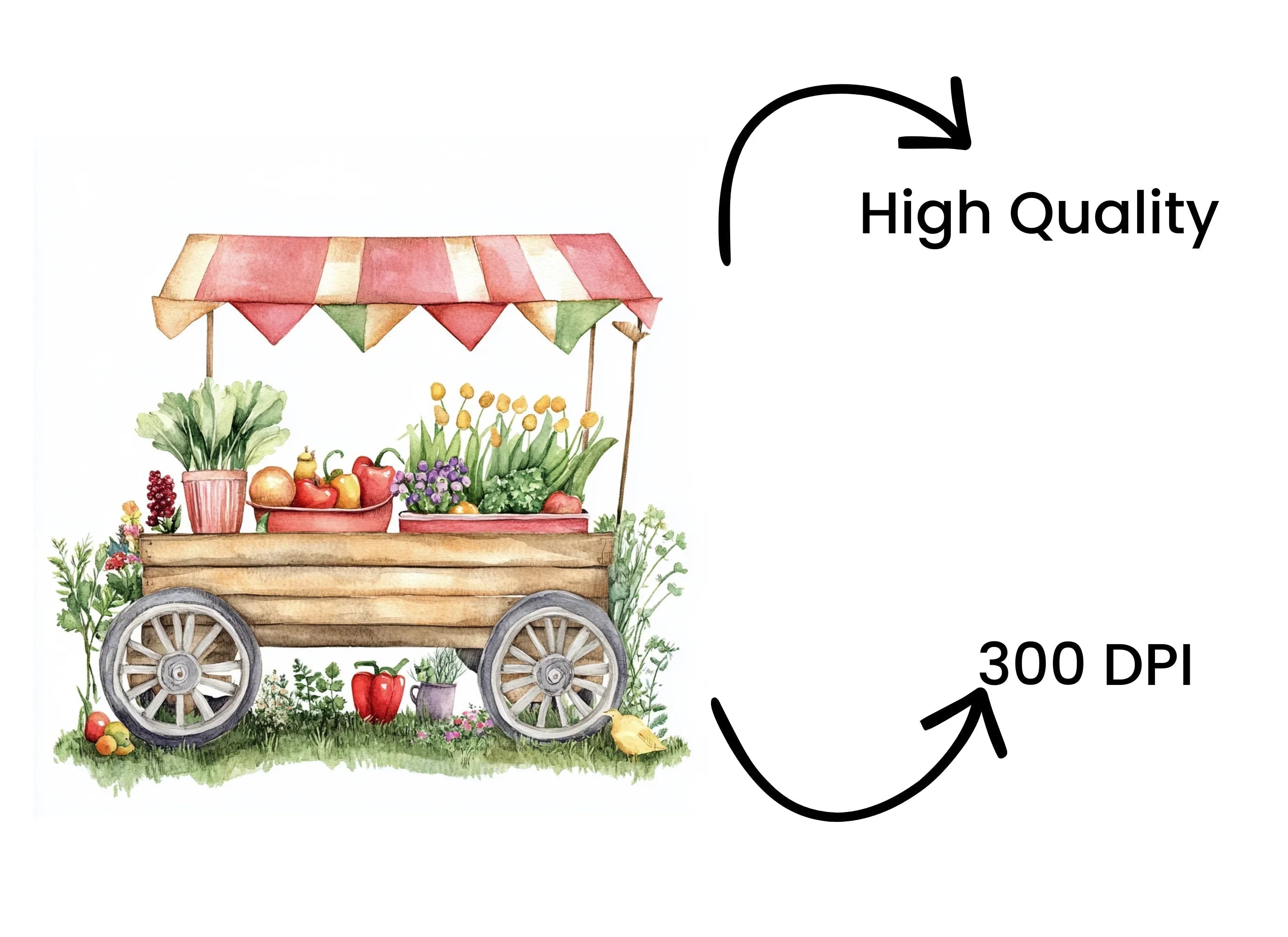 Autumn Harvest Market Cart Clipart Bundle