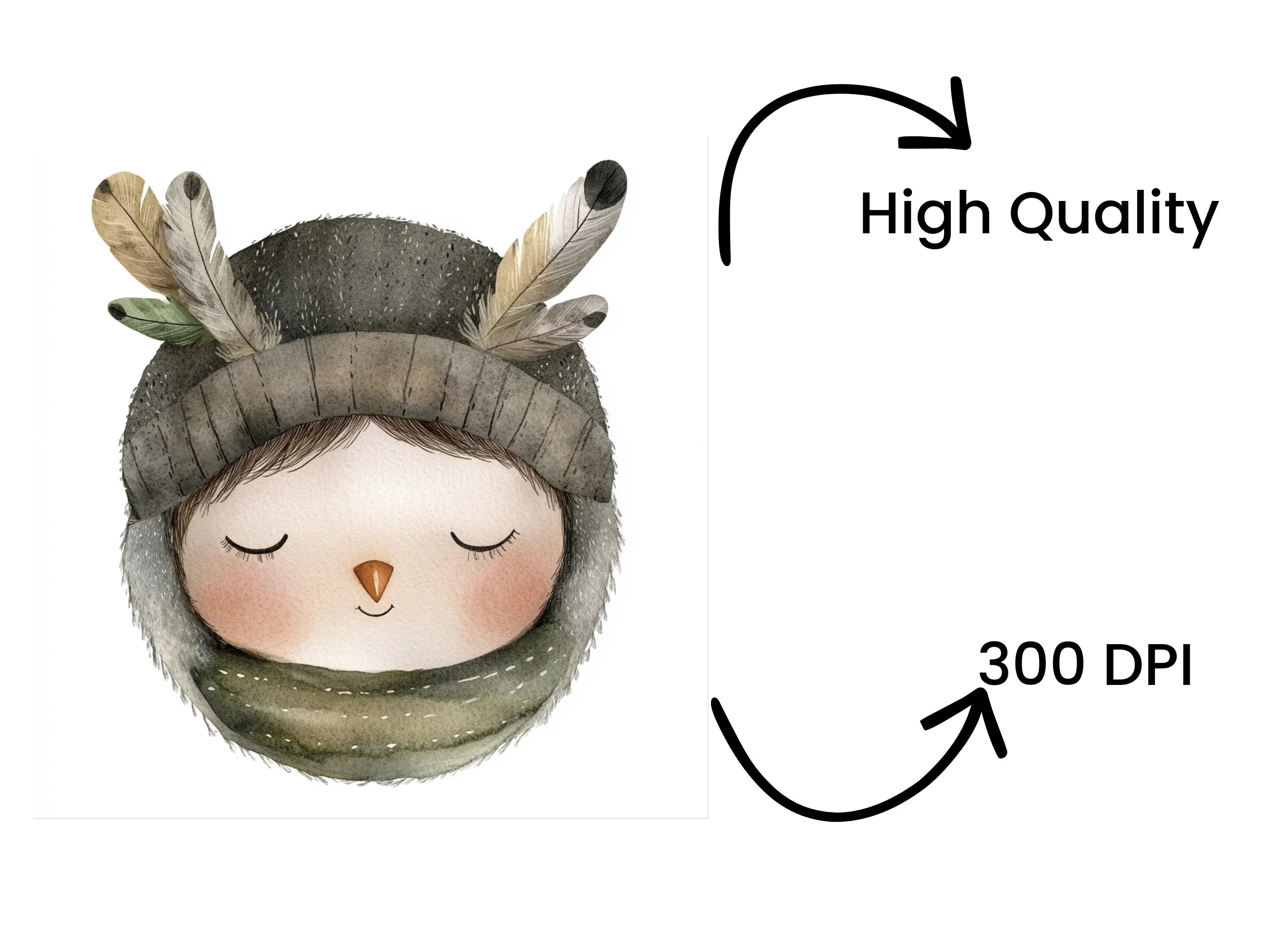 Sweet Woodland Child with Feathers Clipart Bundle
