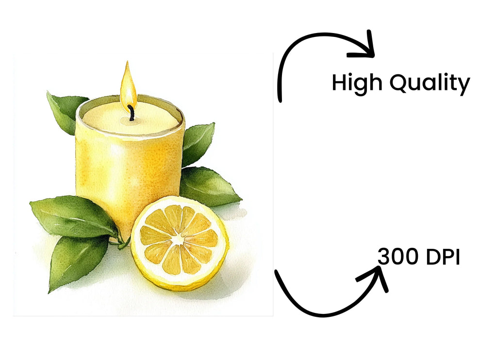 Lemon Candle Illustration Clipart Bundle