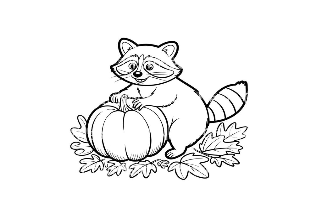 Cute Raccoon Pumpkin Coloring Books