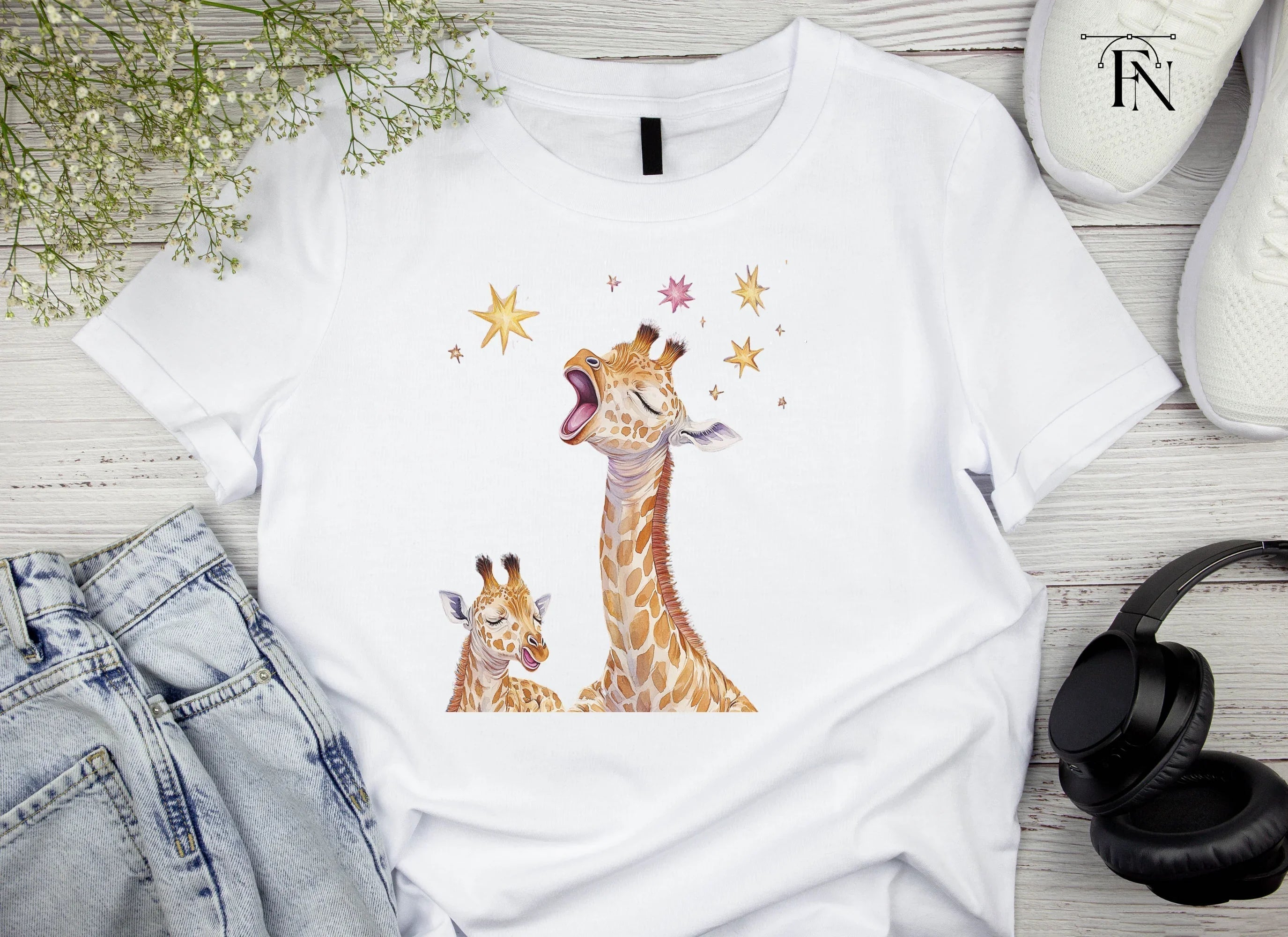 Singing Giraffes with Stars Clipart Bundle