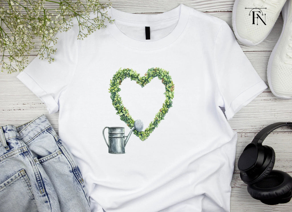 Greenery Heart Watering Can Clipart Bundle