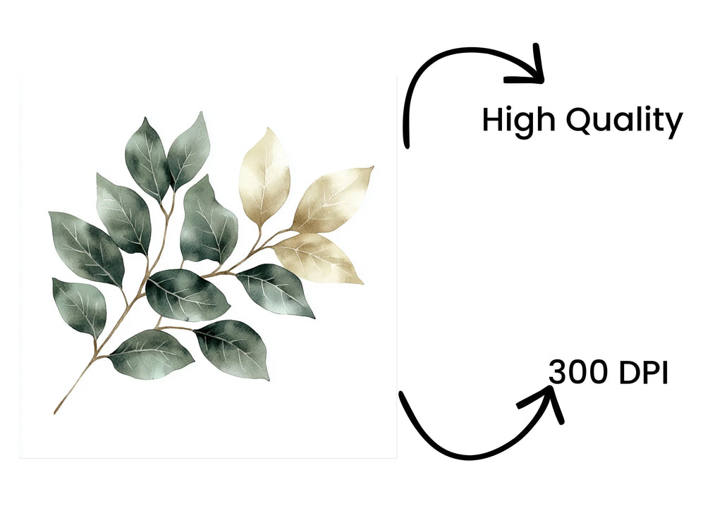 Elegant Green Gold Leaves Clipart Bundle