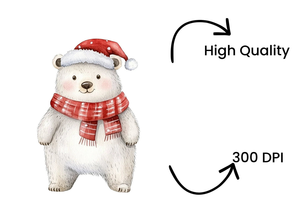 Cute Christmas Polar Bear Clipart Bundle