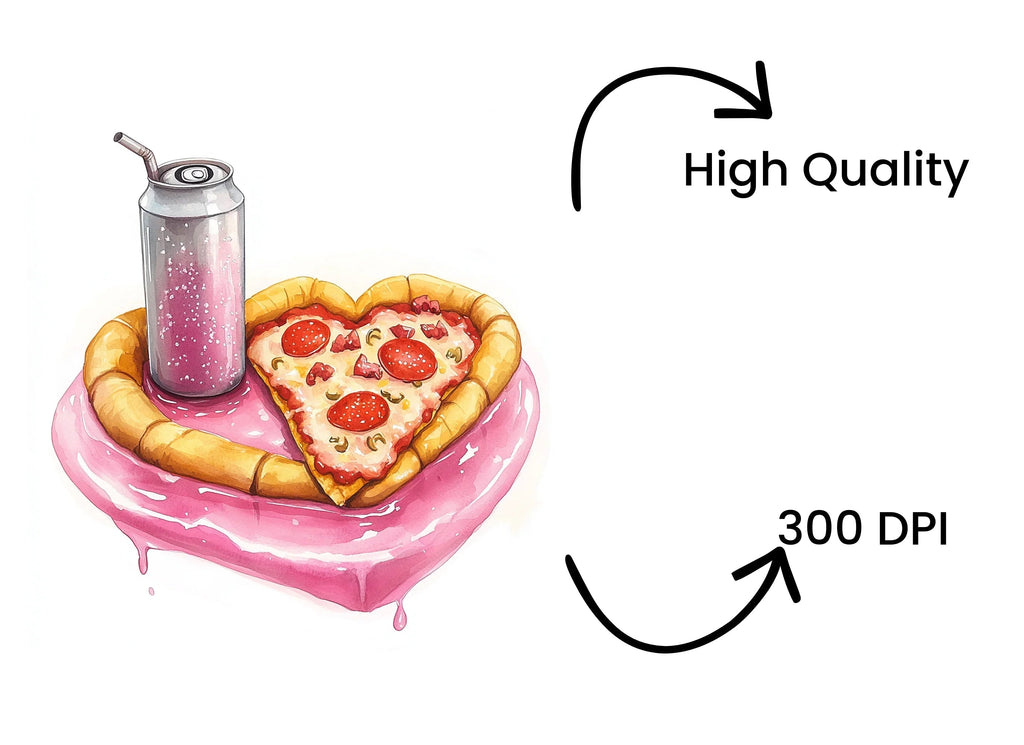 Heart Pizza and Soda Can Clipart Bundle