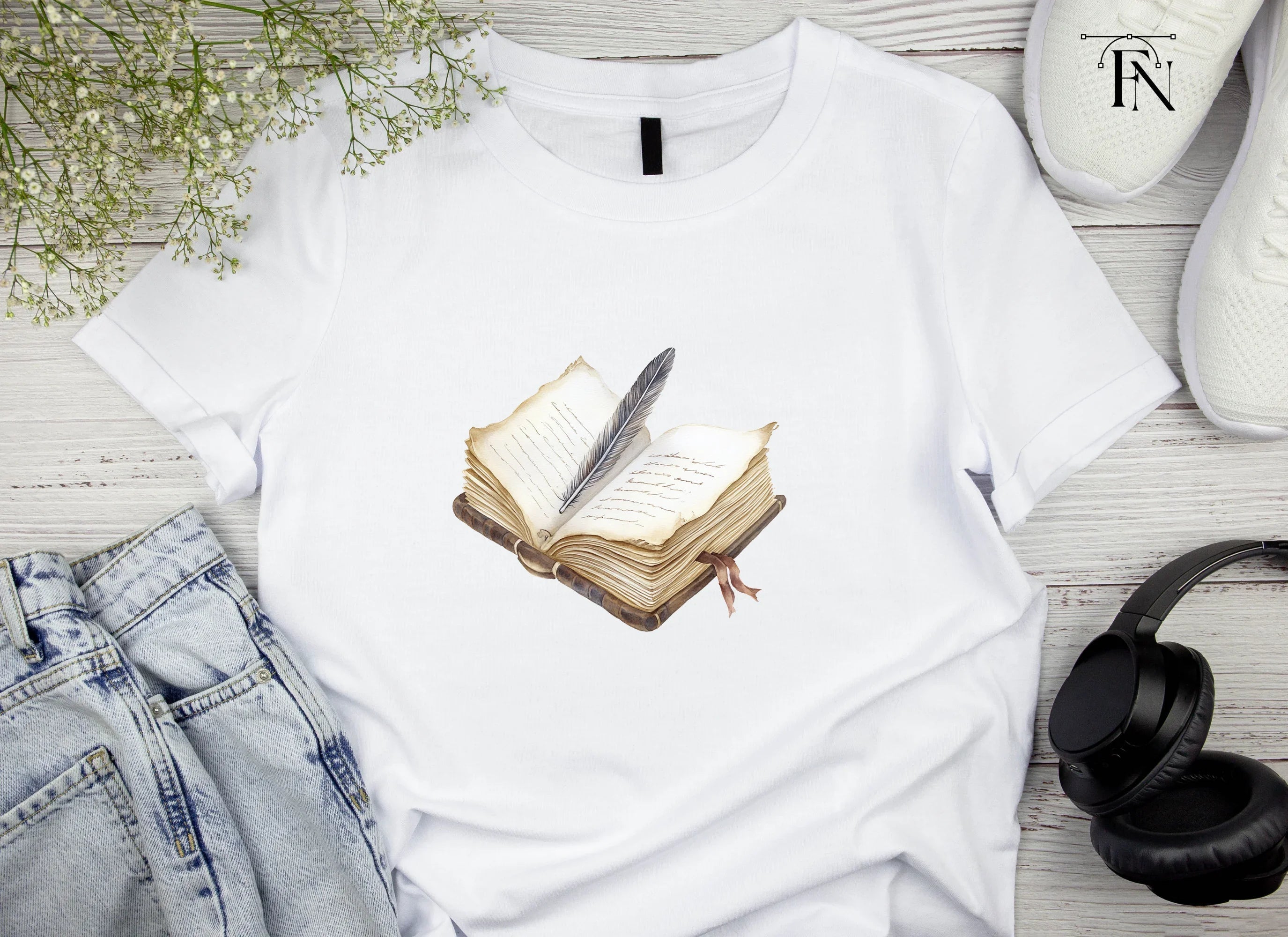 Vintage Open Book and Quill Clipart Bundle
